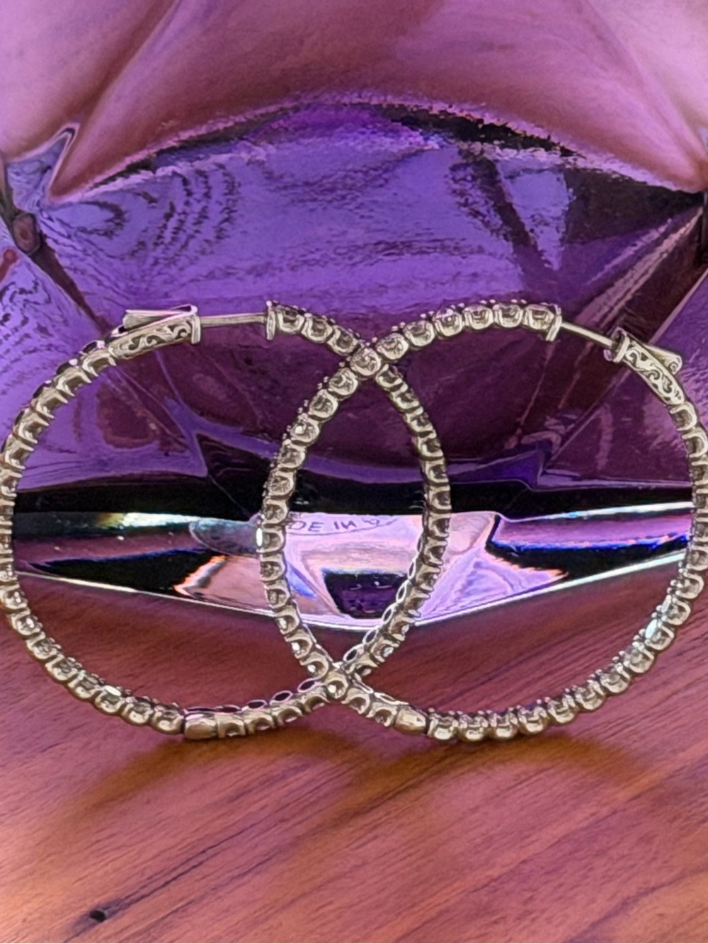 Boutique Vintage Silver Crystal Hoop Earrings - Sparkling CZ Tennis Hoops